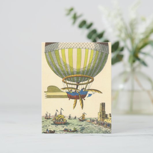  wetenschapsfiche Steampunk Hot Air-ballon Briefkaart (Staand voorkant)