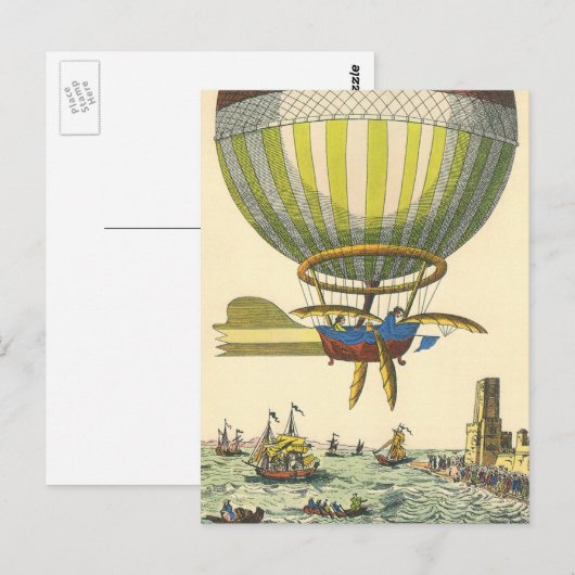  wetenschapsfiche Steampunk Hot Air-ballon Briefkaart (Voorkant / Achterkant)