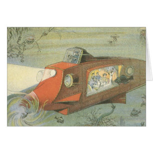 Wetenschapsfiche Steampunk-onderzeeër in Zee