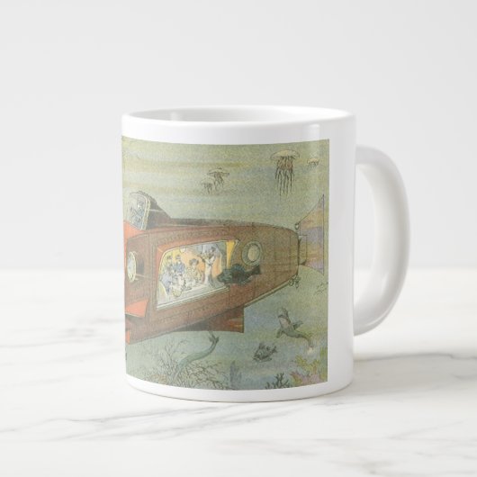 Wetenschapsfiche Steampunk-onderzeeër in Zee Grote Koffiekop (Voorkant rechts)