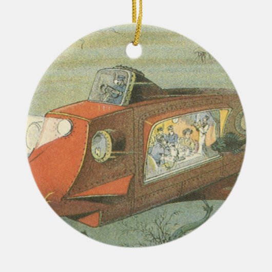 Wetenschapsfiche Steampunk-onderzeeër in Zee Keramisch Ornament (Voorkant)