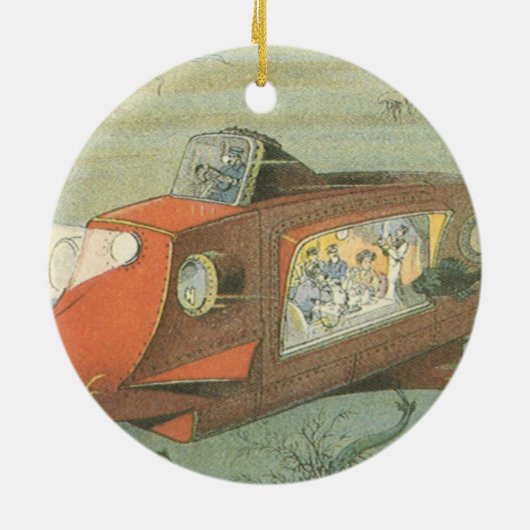  Wetenschapsfiche Steampunk-onderzeeër in Zee Keramisch Ornament (Achterkant)