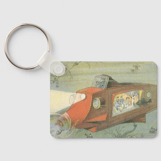  Wetenschapsfiche Steampunk-onderzeeër in Zee Sleutelhanger (Achterkant)