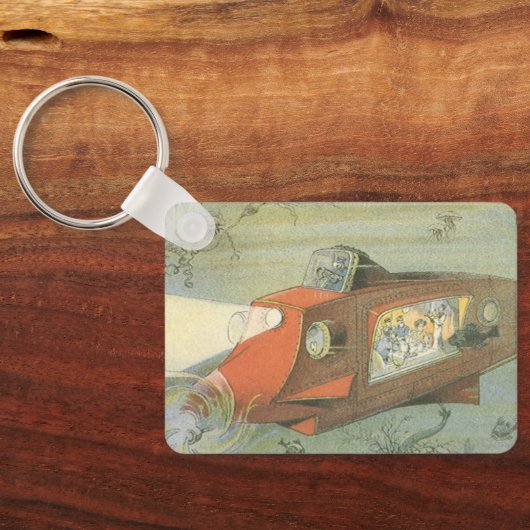  Wetenschapsfiche Steampunk-onderzeeër in Zee Sleutelhanger (Achterkant)