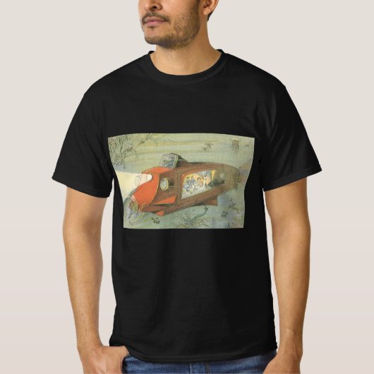 Wetenschapsfiche Steampunk-onderzeeër in Zee T-shirt (Voorkant)