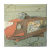 Wetenschapsfiche Steampunk-onderzeeër in Zee Tegeltje (Voorkant)