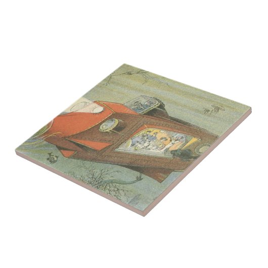 Wetenschapsfiche Steampunk-onderzeeër in Zee Tegeltje (Zijkant)