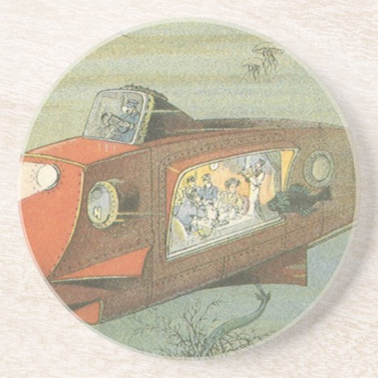  Wetenschapsfiche Steampunk-onderzeeër in Zee Zandsteen Onderzetter (Voorkant)