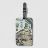  Wetenschapsfiche, Victoriaans Steam Punk Stad Bagagelabel (Voorkant (verticaal))