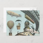  Wetenschapsfiche, Victoriaans Steam Punk Stad Briefkaart (Voorkant / Achterkant)