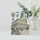  Wetenschapsfiche, Victoriaans Steam Punk Stad Briefkaart (Staand voorkant)