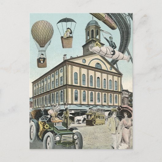  Wetenschapsfiche, Victoriaans Steam Punk Stad Briefkaart (Voorkant)