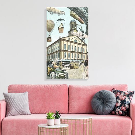  Wetenschapsfiche, Victoriaans Steam Punk Stad Canvas Afdruk (Insitu (Woonkamer))