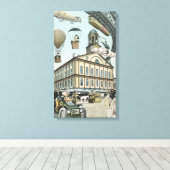  Wetenschapsfiche, Victoriaans Steam Punk Stad Canvas Afdruk (Insitu (Houten vloer))