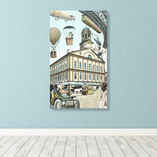  Wetenschapsfiche, Victoriaans Steam Punk Stad Canvas Afdruk (Insitu (Houten vloer))