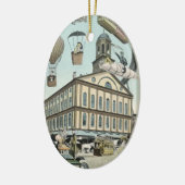 Wetenschapsfiche, Victoriaans Steam Punk Stad Keramisch Ornament (Links)