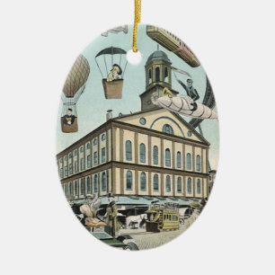 Wetenschapsfiche, Victoriaans Steam Punk Stad Keramisch Ornament