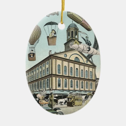 Wetenschapsfiche, Victoriaans Steam Punk Stad Keramisch Ornament (Voorkant)