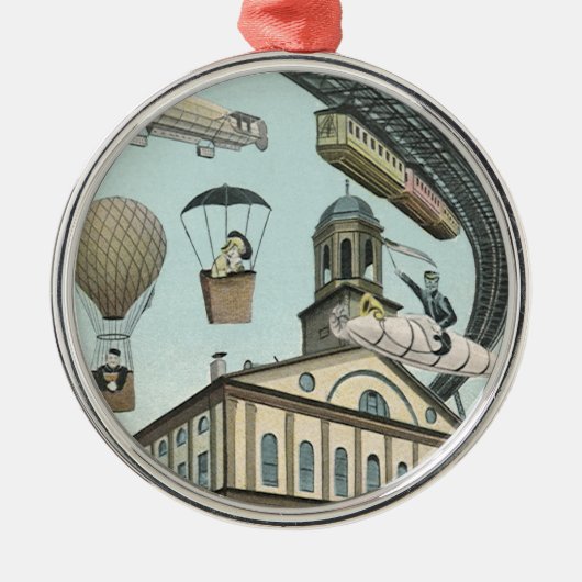  Wetenschapsfiche, Victoriaans Steam Punk Stad Metalen Ornament (Voorkant)