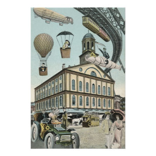  Wetenschapsfiche, Victoriaans Steam Punk Stad Perfect Poster