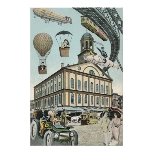  Wetenschapsfiche, Victoriaans Steam Punk Stad Perfect Poster (Voorkant)