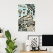 Wetenschapsfiche, Victoriaans Steam Punk Stad Poster (Thuiskantoor)