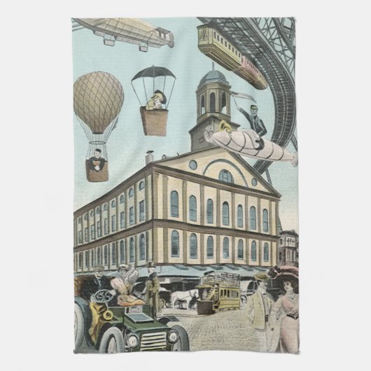  Wetenschapsfiche, Victoriaans Steam Punk Stad Theedoek (Verticaal)