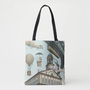  Wetenschapsfiche, Victoriaans Steam Punk Stad Tote Bag