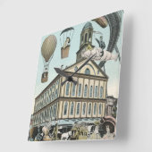  Wetenschapsfiche, Victoriaans Steam Punk Stad Vierkante Klok (Hoek)