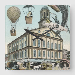  Wetenschapsfiche, Victoriaans Steam Punk Stad Vierkante Klok