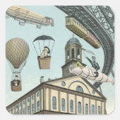 Wetenschapsfiche, Victoriaans Steam Punk Stad Vierkante Sticker (Voorkant)