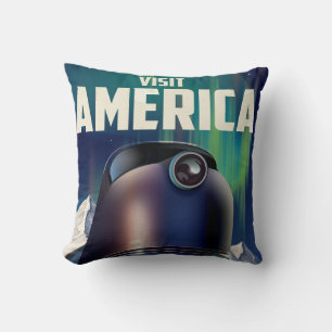 Wetenschapsfictie Visit america-reisposter Kussen