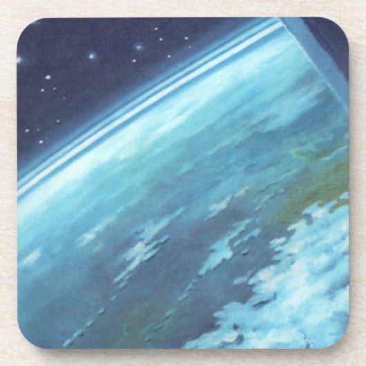  Wetenschapsfilm, Aarde bij nacht met sterren Bier Onderzetter (Voorkant)