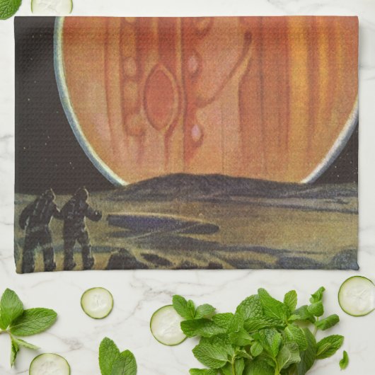  Wetenschapsfilm, astronauten op Ganymede Theedoek (Gevouwen)