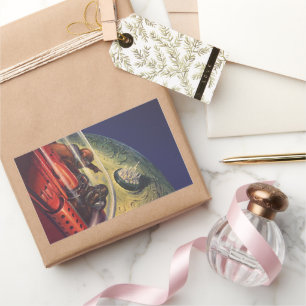 Wetenschapsfilm, Futuristic City op maan Rechthoekige Sticker