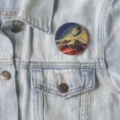  Wetenschapsfilm, Futuristic City op maan Ronde Button 5,7 Cm (In situ)