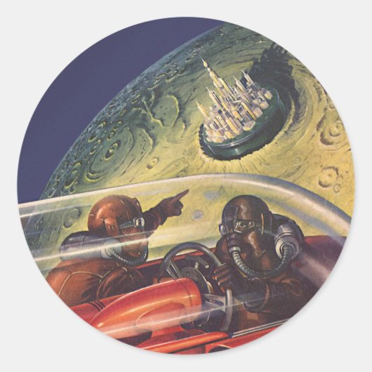  Wetenschapsfilm, Futuristic City op maan Ronde Sticker (Voorkant)
