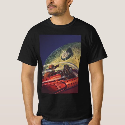  Wetenschapsfilm, Futuristic City op maan T-shirt (Voorkant)