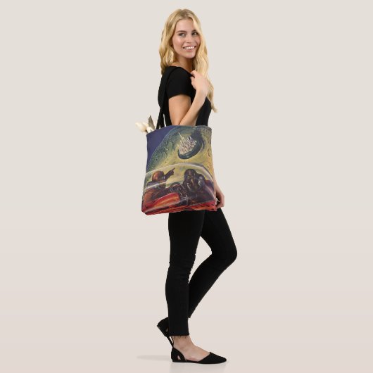  Wetenschapsfilm, Futuristic City op maan Tote Bag (Op model)