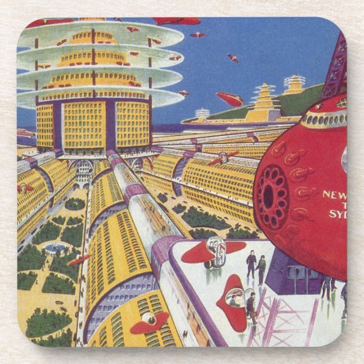  Wetenschapsfilm, Futuristic New York City Bier Onderzetter (Voorkant)