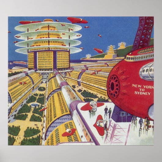  Wetenschapsfilm, Futuristic New York City Poster (Voorkant)
