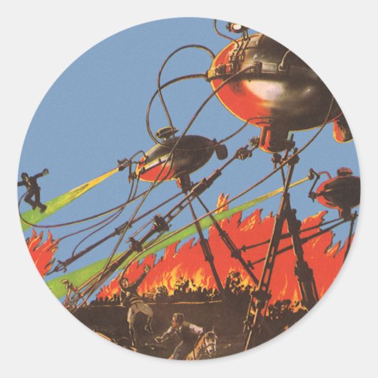 Wetenschapsfilm HG Wells War of the Worlds Ronde Sticker (Voorkant)