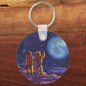  Wetenschapsfilm, Sci Fi Astronauts op maan Sleutelhanger (Voorkant)