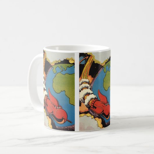  Wetenschapsfilm, Sci Fi Rocket over Aarde Koffiemok (Voorkant links)