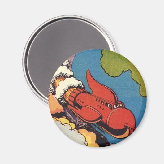  Wetenschapsfilm, Sci Fi Rocket over Aarde Magneet (Voorkant / Achterkant)