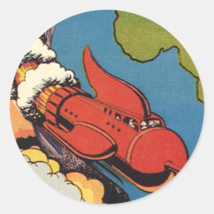  Wetenschapsfilm, Sci Fi Rocket over Aarde Ronde Sticker