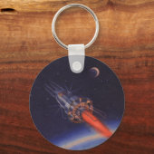 Wetenschapsfilm, Sci Fi Rocket over Aarde Sleutelhanger (Voorkant)