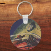  Wetenschapsfilm, Sci Fi Stad op de maan Sleutelhanger (Voorkant)