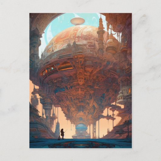 Wetenschapsgebied Stadslandschap Sci Fi Briefkaart (Voorkant)