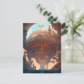 Wetenschapsgebied Stadslandschap Sci Fi Briefkaart (Staand voorkant)